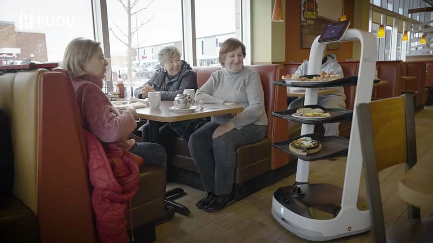 PuduBot 2 serving at Denny's in Canada