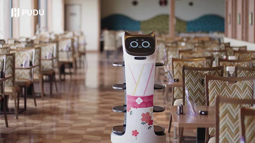 BellaBot serving at Ryugujo Spa Hotel Mikazuki in Japan